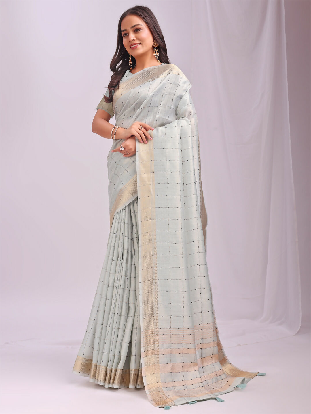 Astita Organza Sky Blue Saree