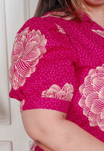 Thumbnail for Miravan Plus Size Womens Pink Printed Collar Neck Short Puff Sleeves Cotton A-Line Maxi Dress - Distacart