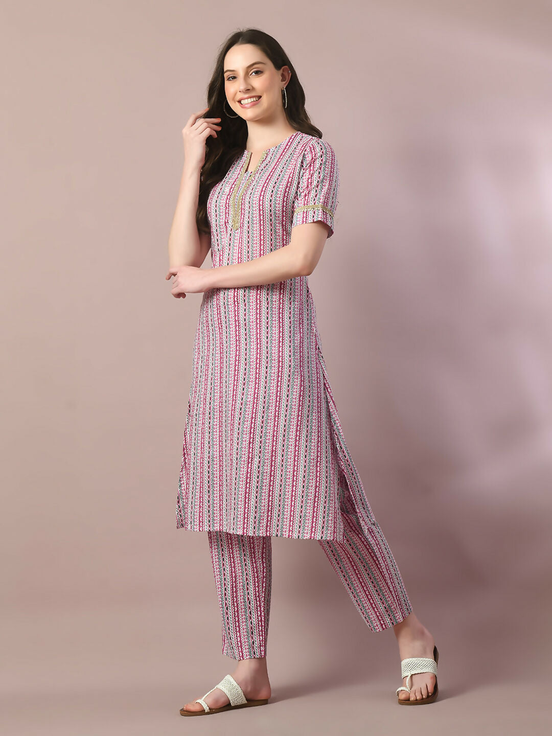 Myshka Women's Multi Printed Cotton Straight Party Kurta Set - Distacart