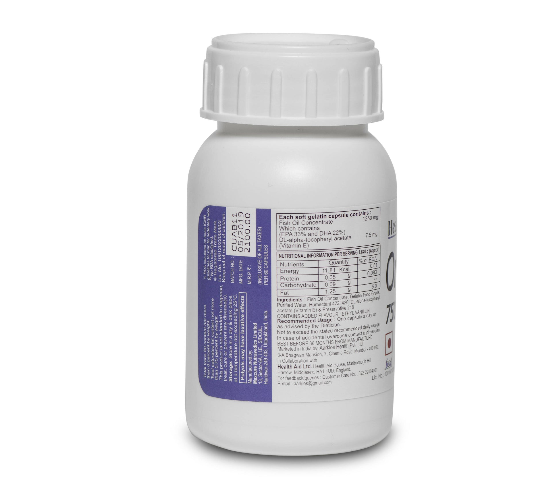 HealthAid Omega-3 750 Capsules - Distacart