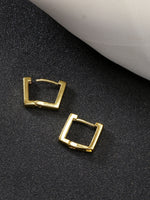 Thumbnail for NVR Men's Gold-Plated Geometric Shape Stainless Steel Hoop Earrings - Distacart