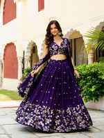 Thumbnail for Lehenga Mart Designer Indian Wedding Lehenga Choli-Blue - Distacart