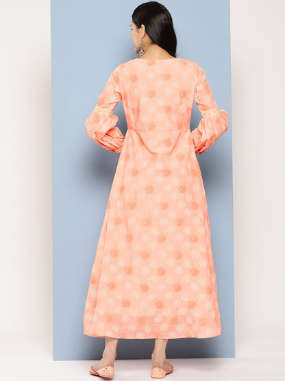 Yufta Peach Maxi Dress - Distacart