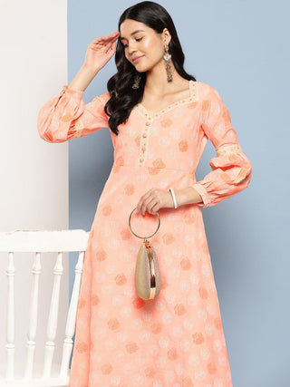 Yufta Peach Maxi Dress - Distacart