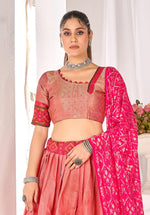Thumbnail for Anaita Peach Weaving Work Silk Lehenga Choli - Distacart