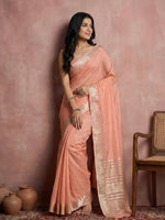 Thumbnail for Anaita Peach Cotton Saree With Blouse - Distacart