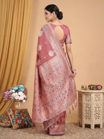 Thumbnail for Anaita Peach Linen Woven Work Saree With Blouse - Distacart