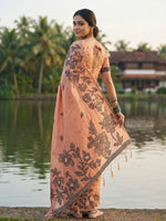 Thumbnail for Anaita Peach Linen Printed Saree With Blouse - Distacart