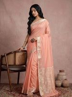 Thumbnail for Anaita Peach Cotton Saree With Blouse - Distacart