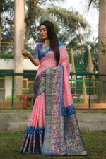Thumbnail for Anaita Peach Woven Design Pure Bandhej Kanjivaram Soft Silk Saree - Distacart