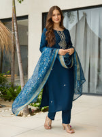 Thumbnail for The52 Beautiful Embroidery Work with Rayon Fabric Straight Kurta, Pant and Dupatta Set