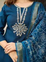 Thumbnail for The52 Beautiful Embroidery Work with Rayon Fabric Straight Kurta, Pant and Dupatta Set