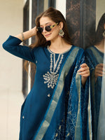 Thumbnail for The52 Beautiful Embroidery Work with Rayon Fabric Straight Kurta, Pant and Dupatta Set