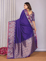 Thumbnail for Joban Fashion Banarasi Royal Blue Jacquard Woven Soft Silk Saree