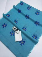 Thumbnail for Prime Volt Women's Sky Blue Floral Digital Print Soft Linen Saree With Blouse - Distacart