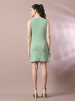 Thumbnail for Myshka Women's Sea Green Solid Cowl Neck Bodycon Party Dress - Distacart