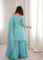 Thumbnail for Teeya Creation Sky Blue Color Soft Crunchy Silk Party Wear Designer Sharara set - Distacart