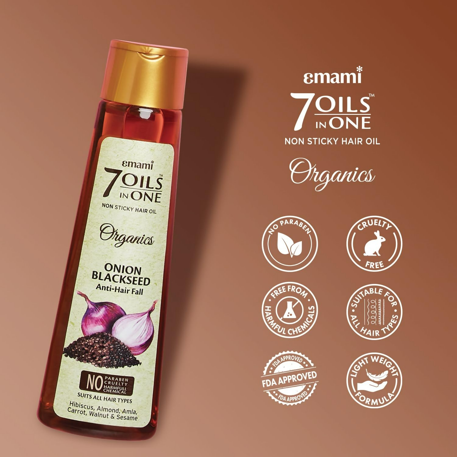 Emami 7 Oils In One Organics Onion Blackseed Hair Oil