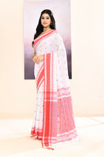 Thumbnail for Piyari Fashion Women's White Embellished Cotton Saree - Dista