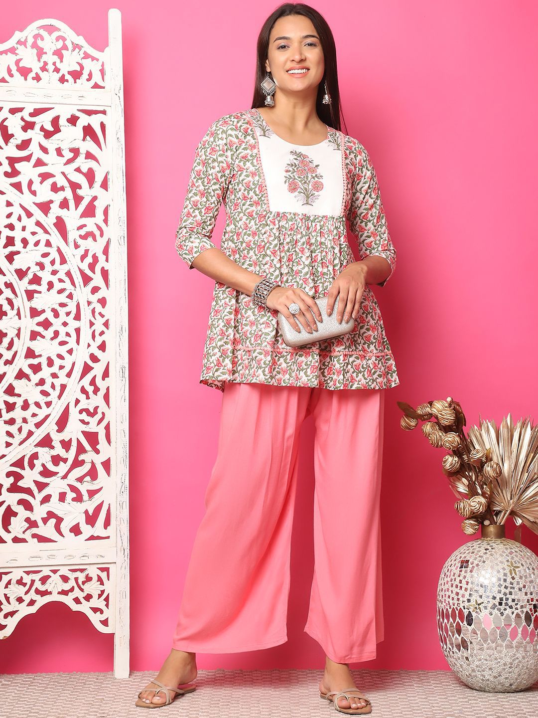 TAG 7 Women Flared Solid Palazzos - Distacart