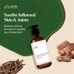 Thumbnail for Kerala Ayurveda body oil bottle with ingredients on a green and beige background