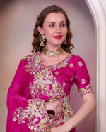 Thumbnail for Teeya Creation Rani Color Zimichhu Silk Heavy Work Saree - Distacart