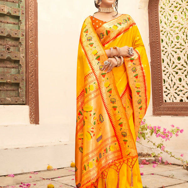 Astita Silk Blend Yellow Saree