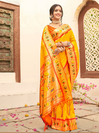 Astita Silk Blend Yellow Saree