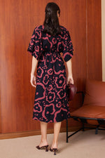 Thumbnail for Pimu Front Slit Midi Dresses V-neck Designs For Women Party Wear-Pink - Distacart