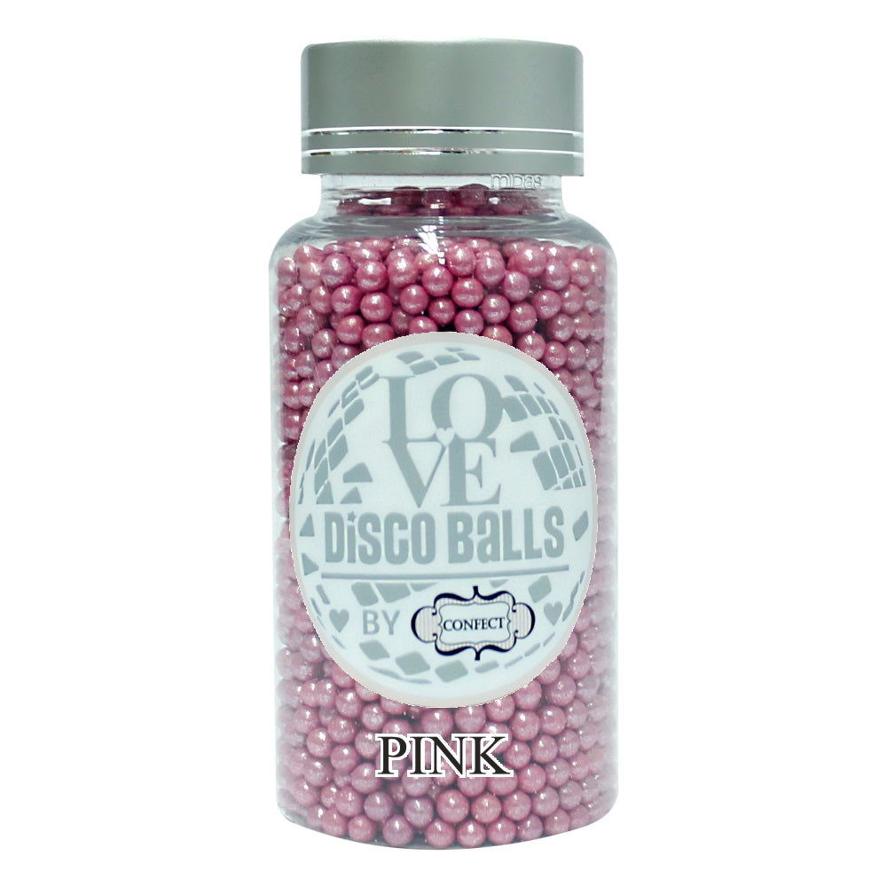 confect pink disco balls sprinkles 3 mm 120 gms
