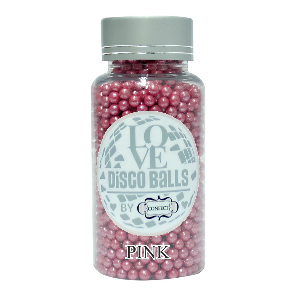 confect pink disco balls sprinkles 4 mm 120 gms