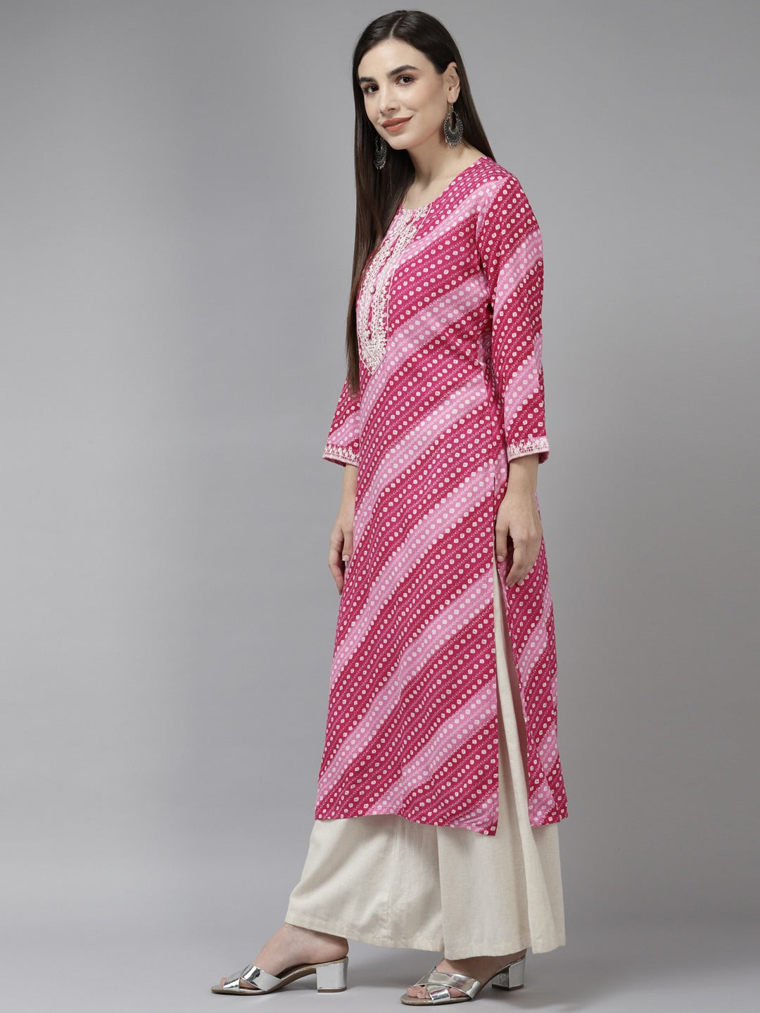 Yufta Pink Embroidered Kurta - Distacart