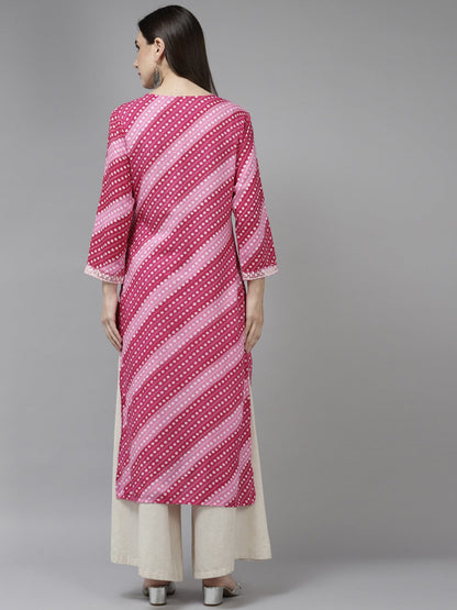 Yufta Pink Embroidered Kurta - Distacart