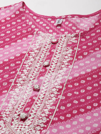 Yufta Pink Embroidered Kurta - Distacart