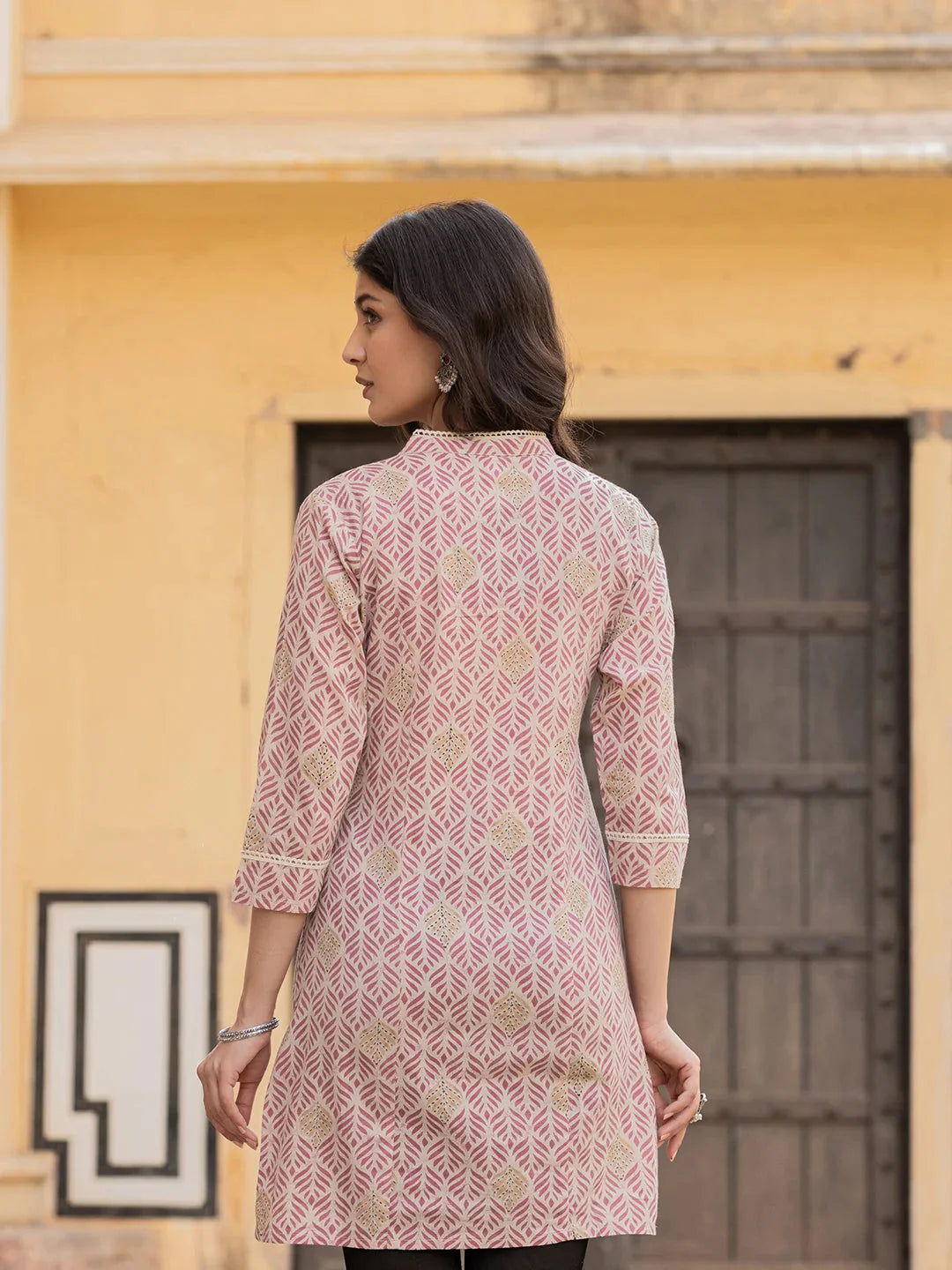 Yufta Pink Ethnic Motifs Cotton Top - Distacart