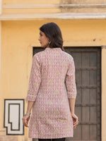 Thumbnail for Yufta Pink Ethnic Motifs Cotton Top - Distacart