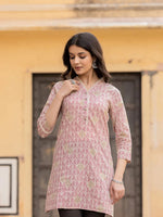 Thumbnail for Yufta Pink Ethnic Motifs Cotton Top - Distacart
