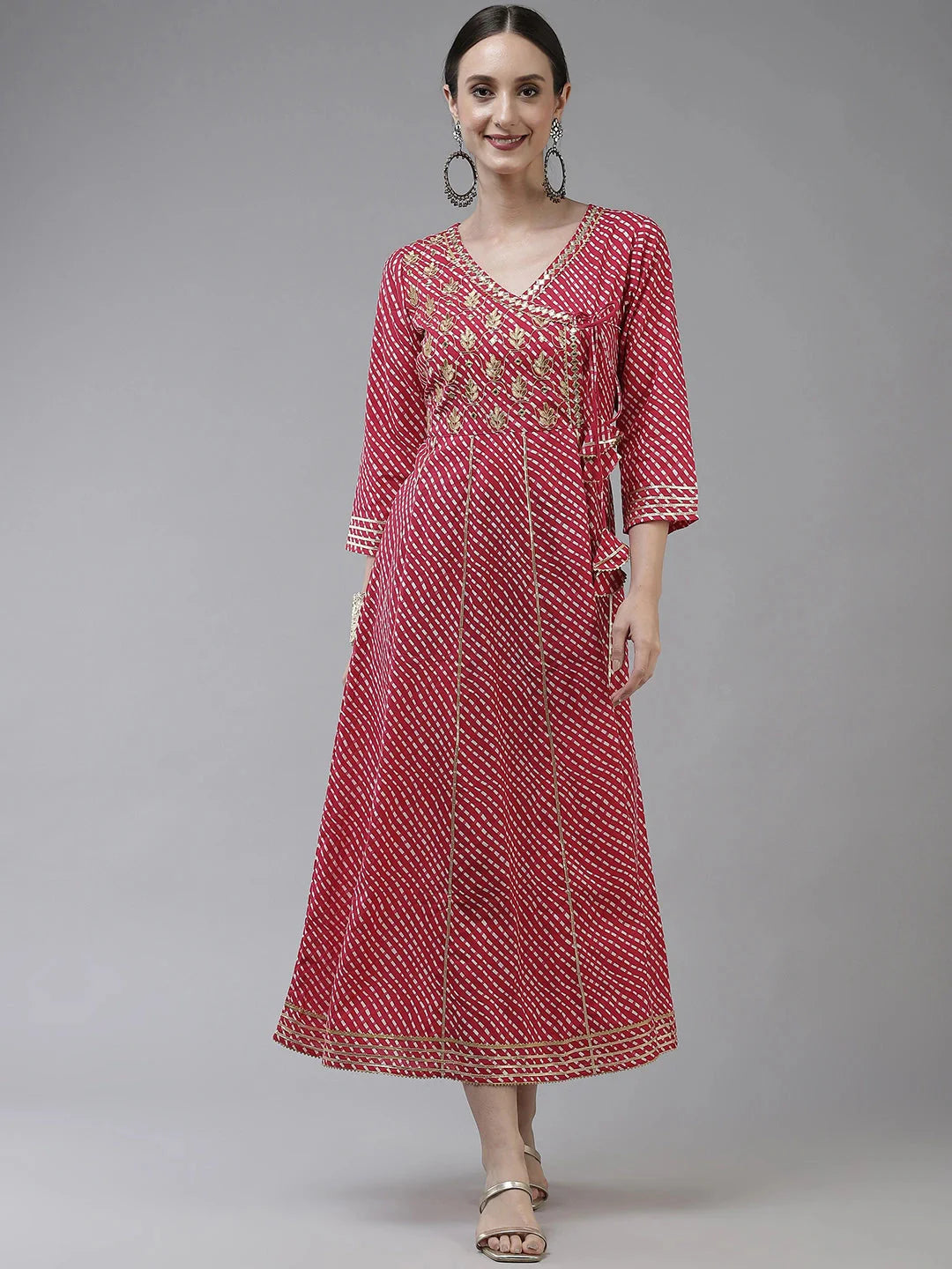 Yufta Pink Ethnic Motifs Maxi Dress