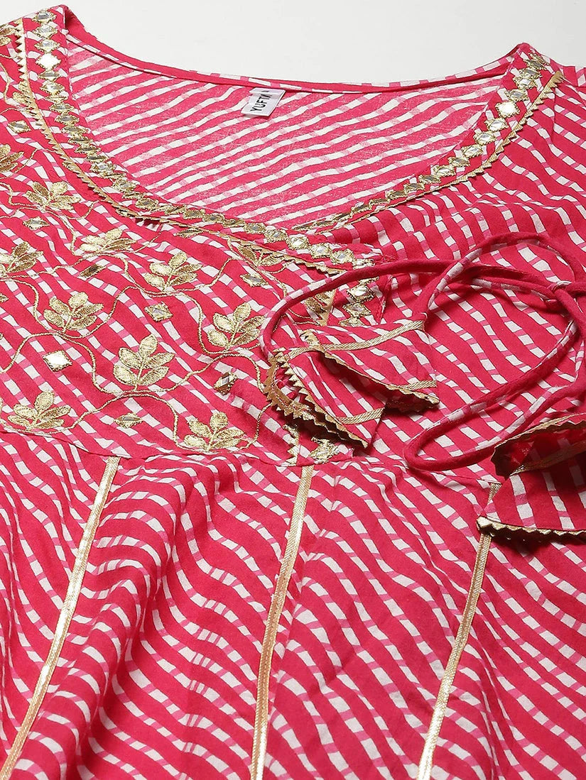 Yufta Pink Ethnic Motifs Maxi Dress