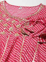 Thumbnail for Yufta Pink Ethnic Motifs Maxi Dress