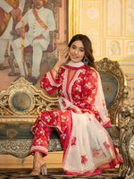 Thumbnail for Yufta Pink Floral Print Straight Pakistani Style Kurta Trouser And Dupatta Set