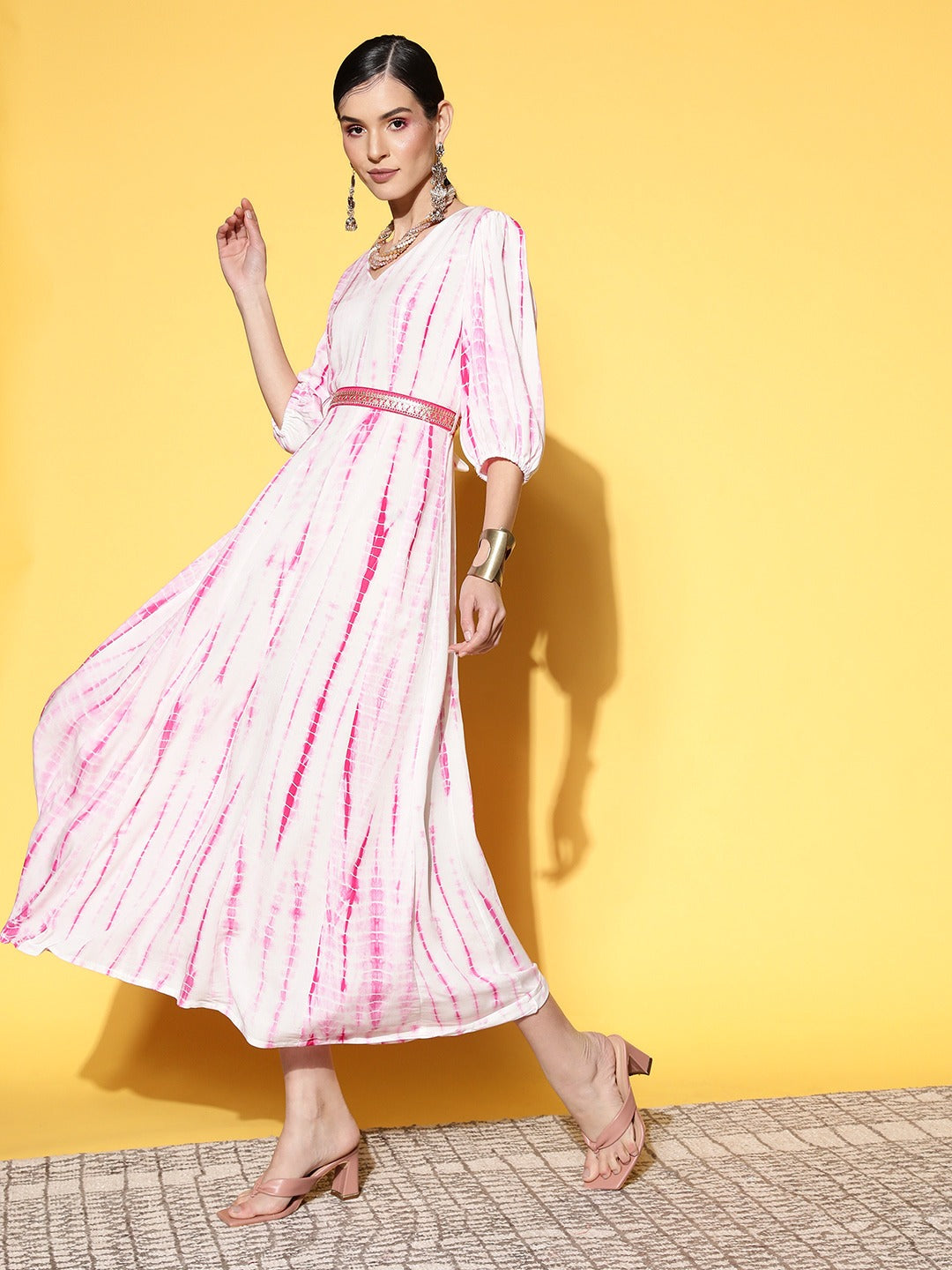 Yufta Pink Midi Dress - Distacart