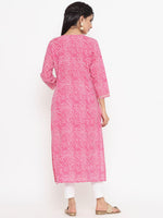 Thumbnail for Yufta Pink Printed Kurta - Distacart
