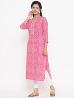 Thumbnail for Yufta Pink Printed Kurta - Distacart