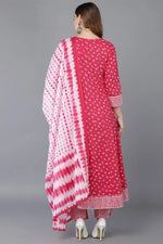 Thumbnail for Ahika Pink Pure Cotton Anarkali Suit Set