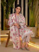 Thumbnail for Yufta Pink Pure Cotton Floral Print Kurta With Trousers And Dupatta Set