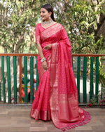 Thumbnail for Lorenvalley Premium Bandhej Patola Silk Sarees with kanchi Borders and Contrast Zari Weaving borders Saree - Pink - Distacart