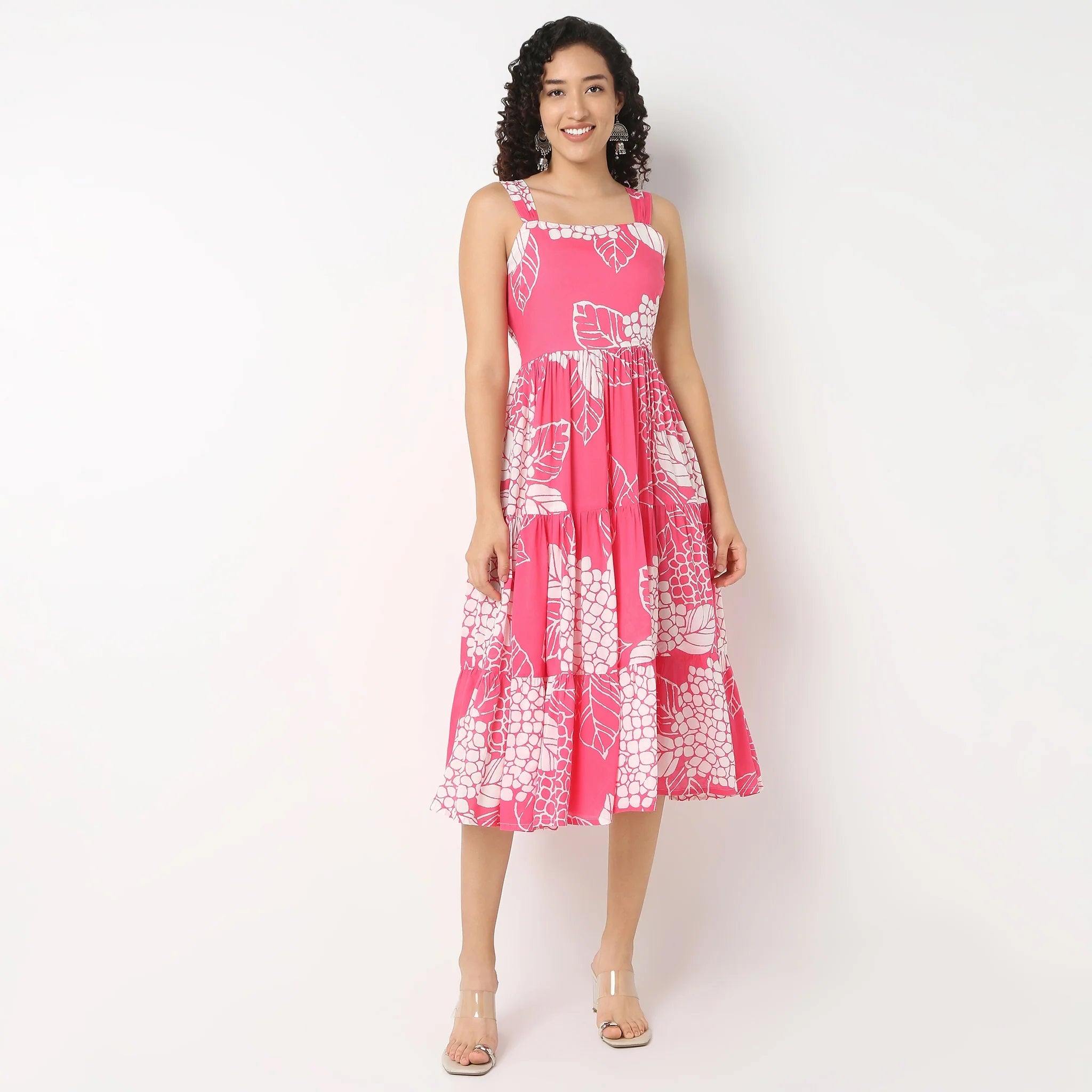Pimu Square-Neck Maxi Dress with Graphic Print-Green - Distacart