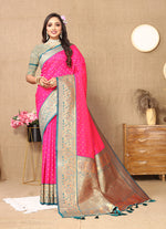 Thumbnail for Lorenvalley Fashion Pink Soft Silk weaving Design Rich Zari Weaving Saree - Distacart