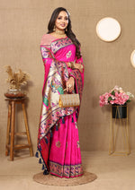 Thumbnail for Lorenvalley Fashion Pink Soft Paithani Silk Woven Design Rich Meenakari Zari Weaving Pallu Saree - Distacart